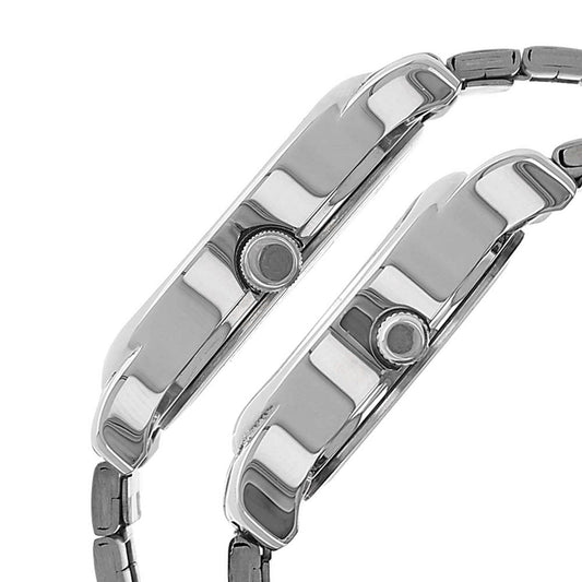 Titan Silver Dial Metal Strap Analog with Day and Date Watch for Couple