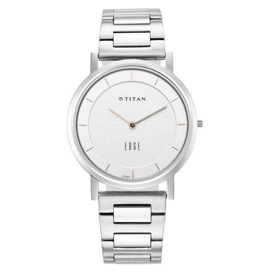 Edge Silver White Dial Metal Strap Watch (1595SM01)