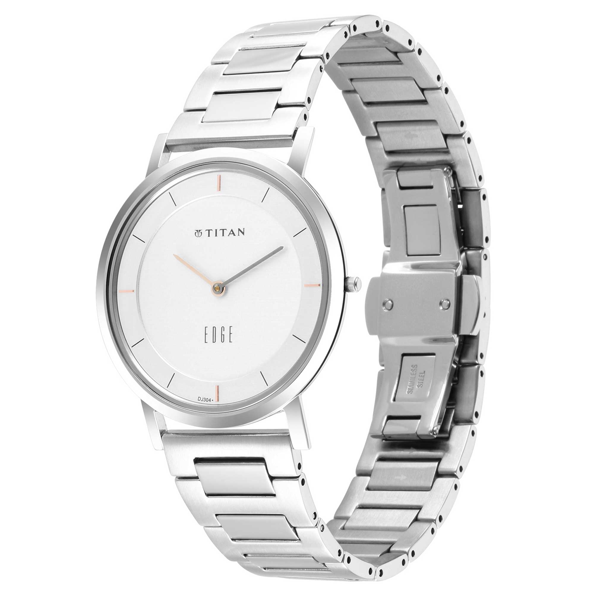 Edge Silver White Dial Metal Strap Watch (1595SM01)