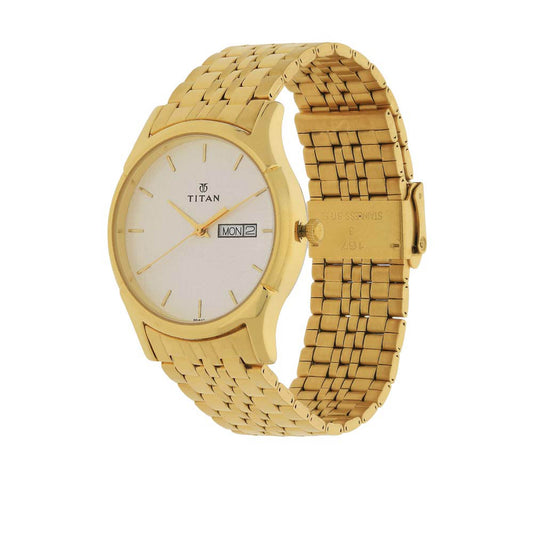 Titan Karishma Silver White Dial Alog Watch for Men (1636YM01)