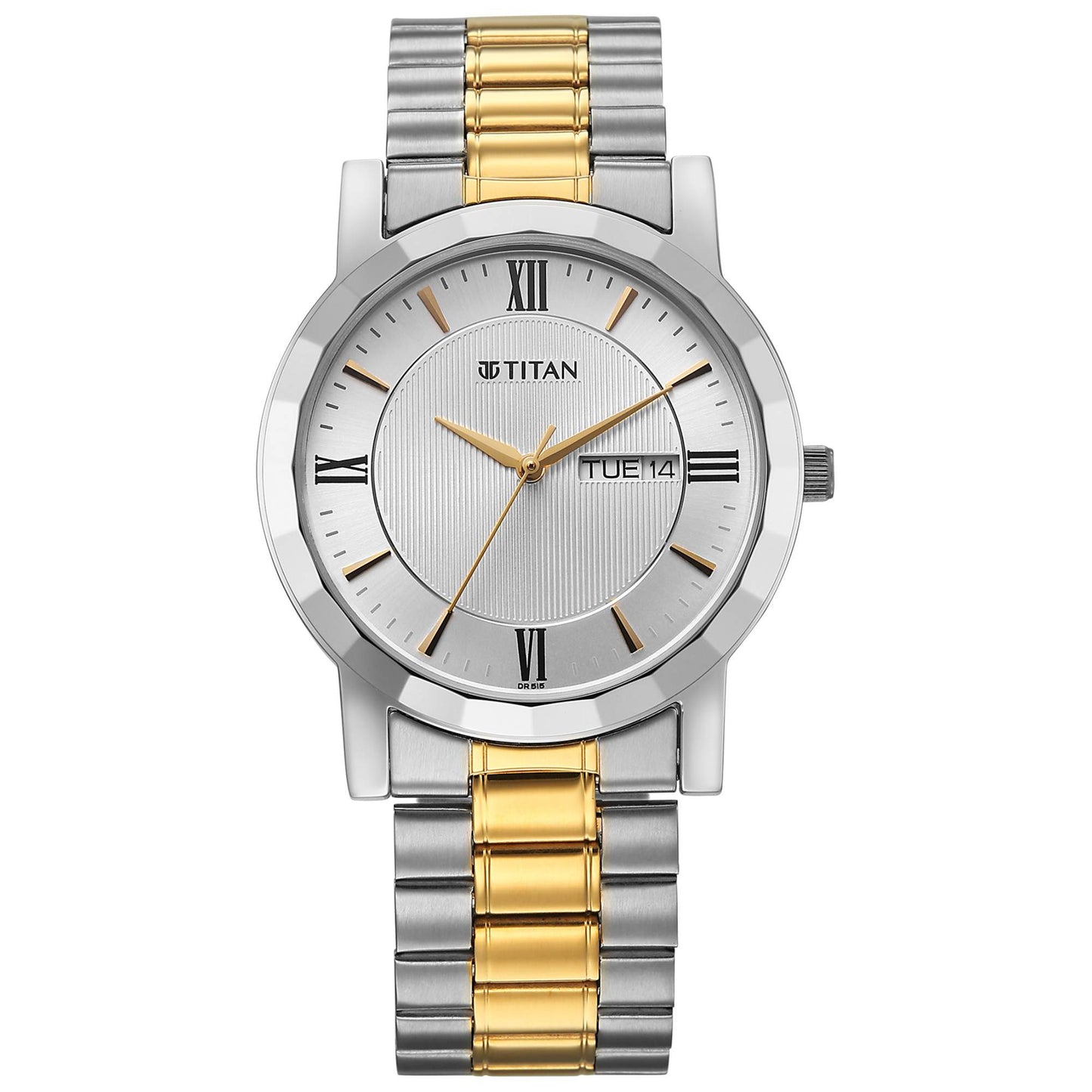 Titan Karishma Silver Dial Dual Color Stainless Steel Strap Analog Watch For Men