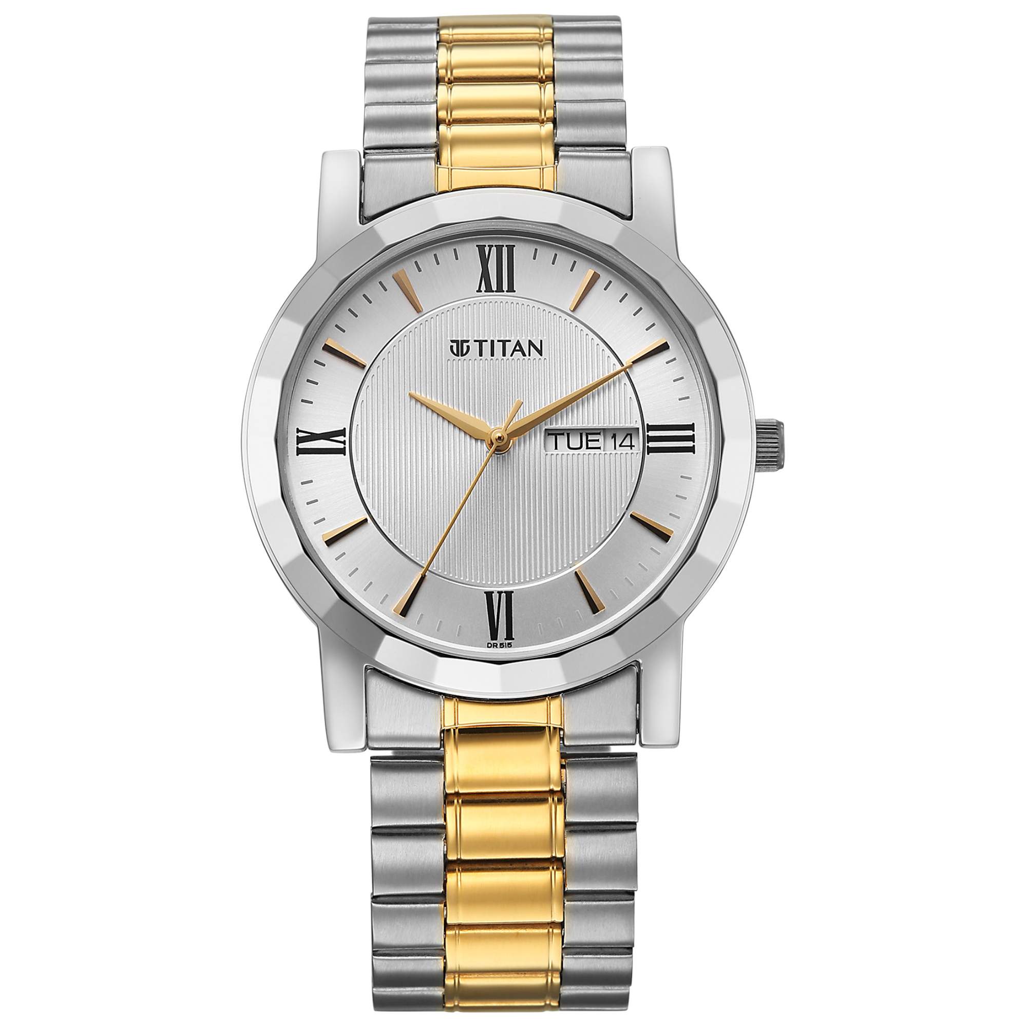 Titan Karishma Silver Dial Dual Color Stainless Steel Strap Analog Watch For Men