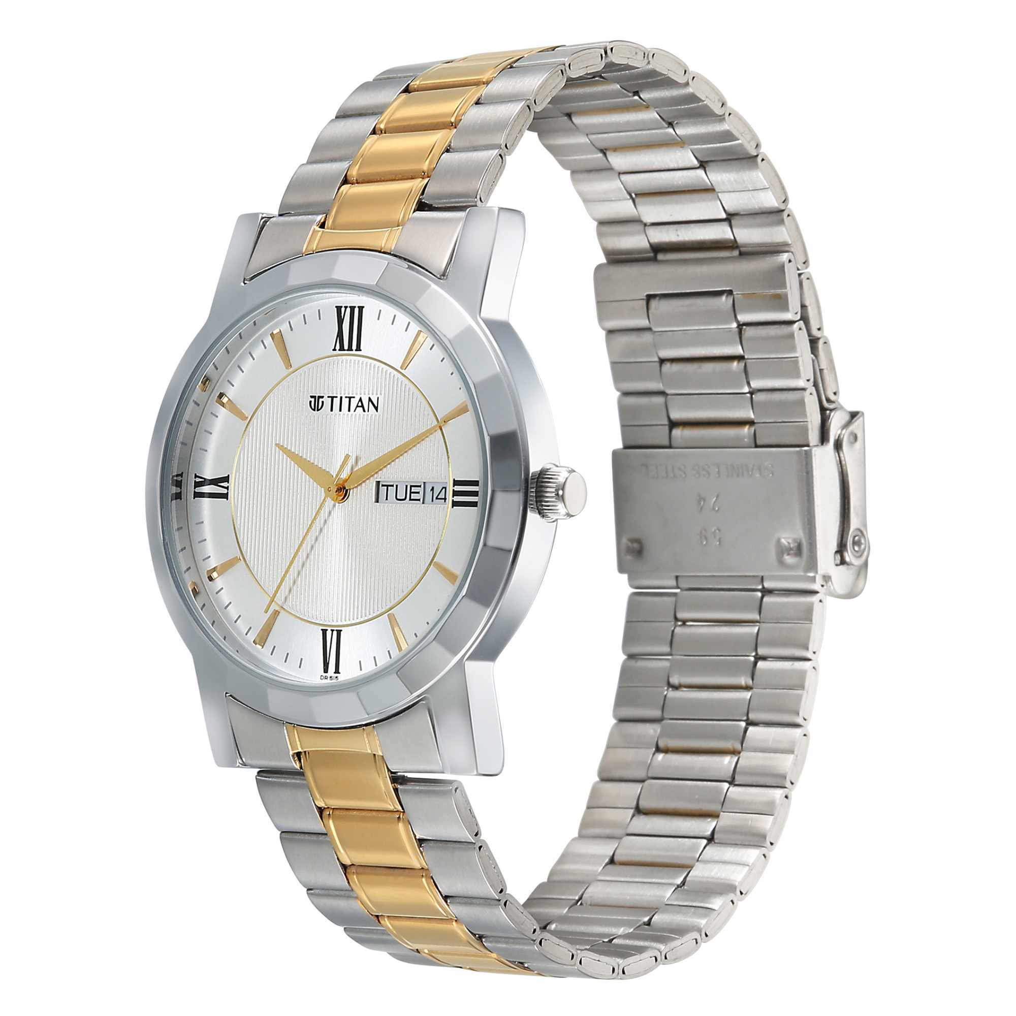 Titan Karishma Silver Dial Dual Color Stainless Steel Strap Analog Watch For Men