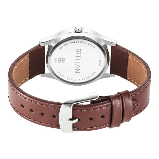 Titan Karishma Zing Quartz Analog Blue Dial Leather Strap Watch for Men