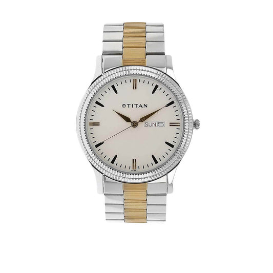 Titan White Dial Alog Watch for Men (1650BM01)