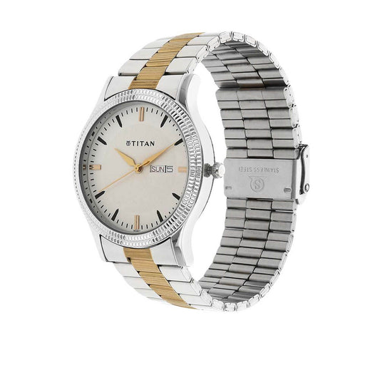 Titan White Dial Alog Watch for Men (1650BM01)