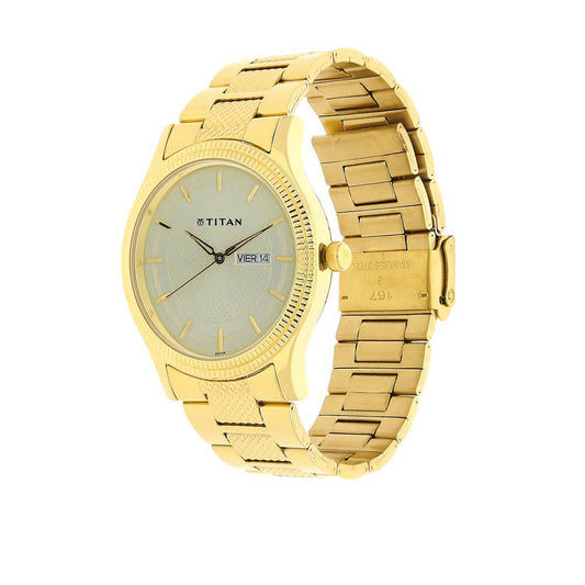 Titan Champagne Dial Alog Watch for Men (1650YM06)