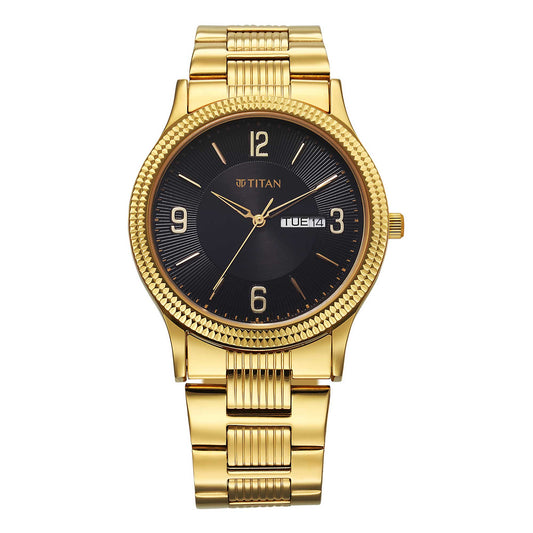 Titan Black Dial Alog Watch for Men (1650YM10)
