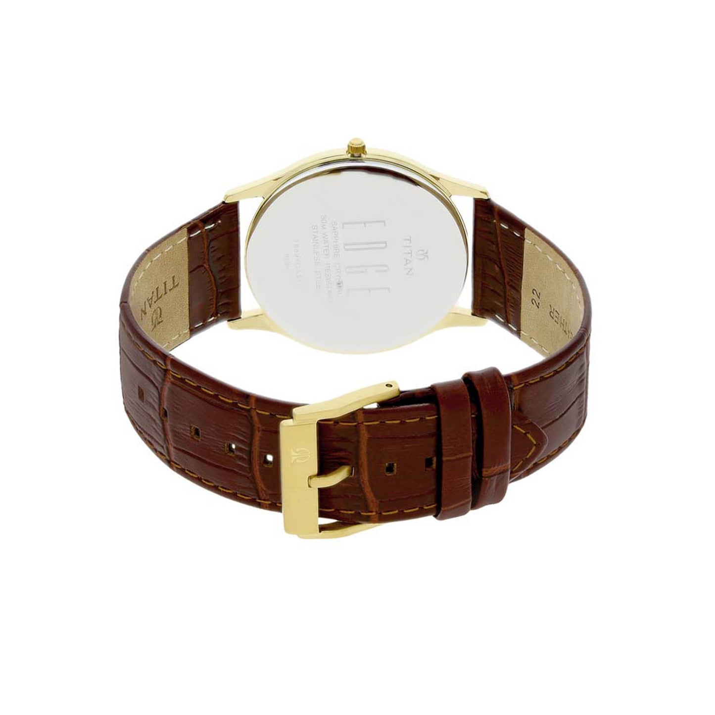 Titan Edge White Dial Analog with Date Leather Strap Watch for Men