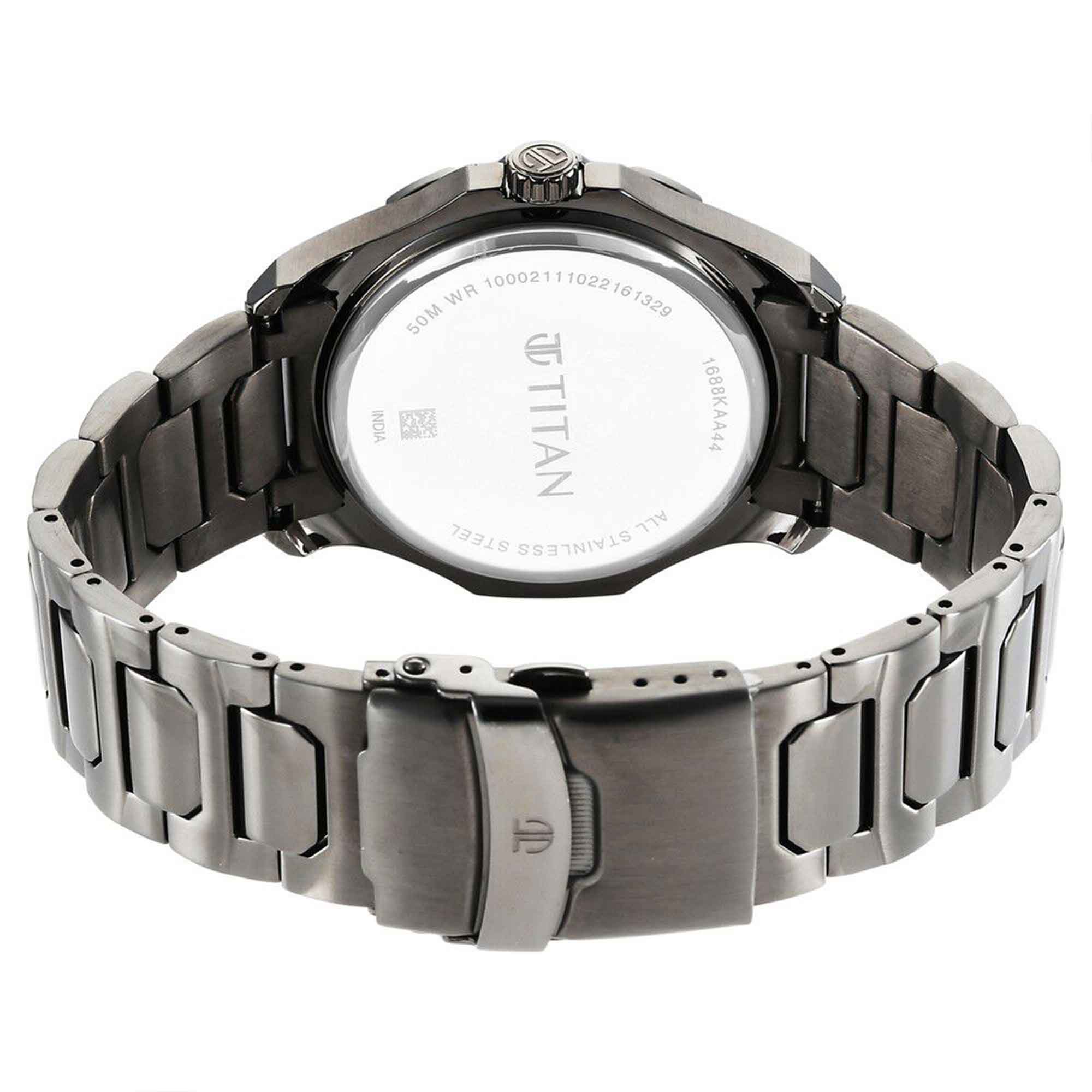Titan Regalia Blue Dial Grey Metal Strap Multifunction Watch for Men