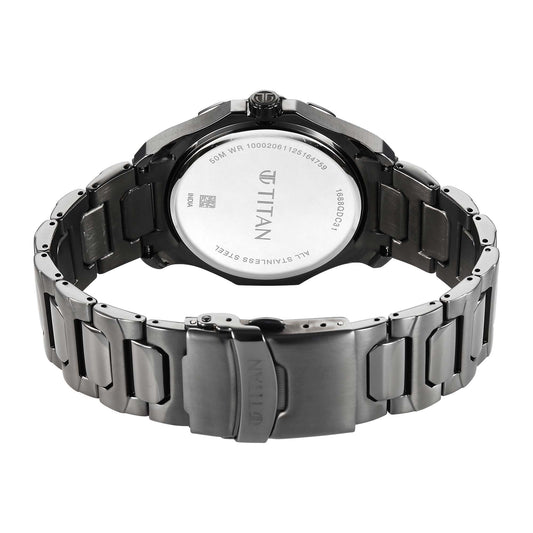 Titan Blue Dial Two Toned Stainless Steel Strap Analog with Moon Phase Watch For Men