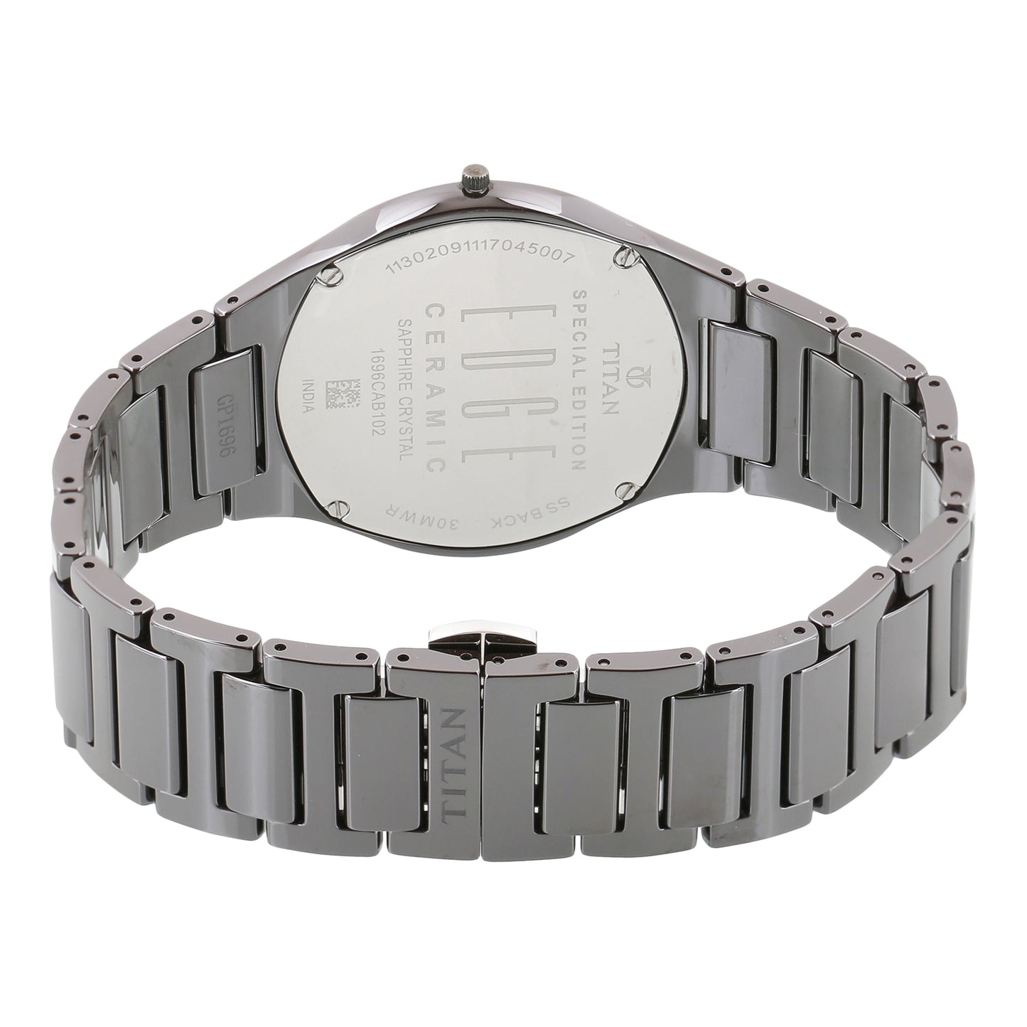 Titan Edge Ceramic Silver Dial Grey Ceramic Strap Analog Watch for Men