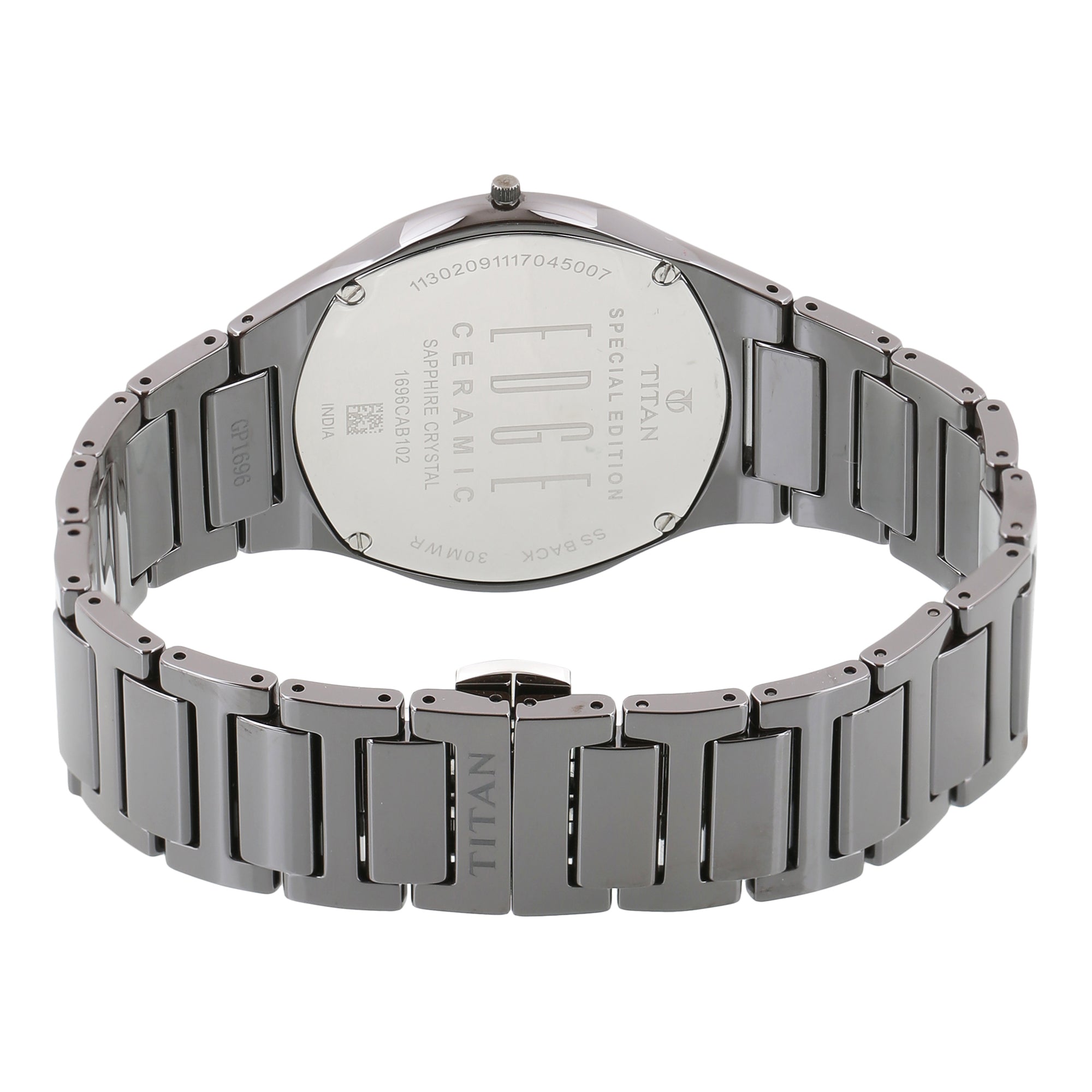Titan Edge Ceramic Silver Dial Grey Ceramic Strap Analog Watch for Men