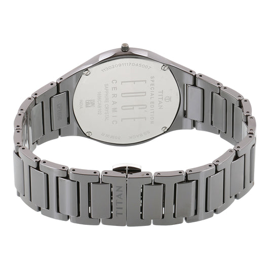 Titan Edge Ceramic Silver Dial Grey Ceramic Strap Analog Watch for Men