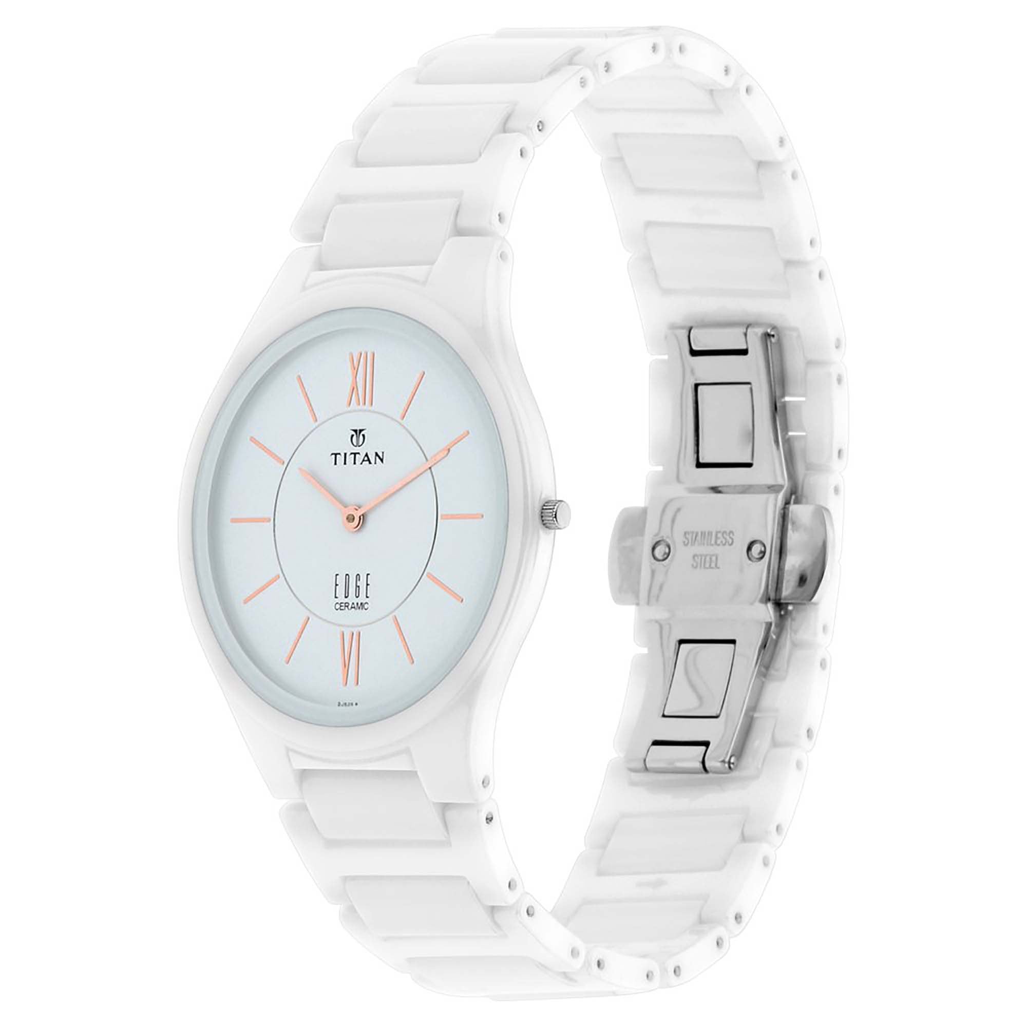 Titan Edge CeramicWhite Dial Analog Ceramic Strap watch for Men