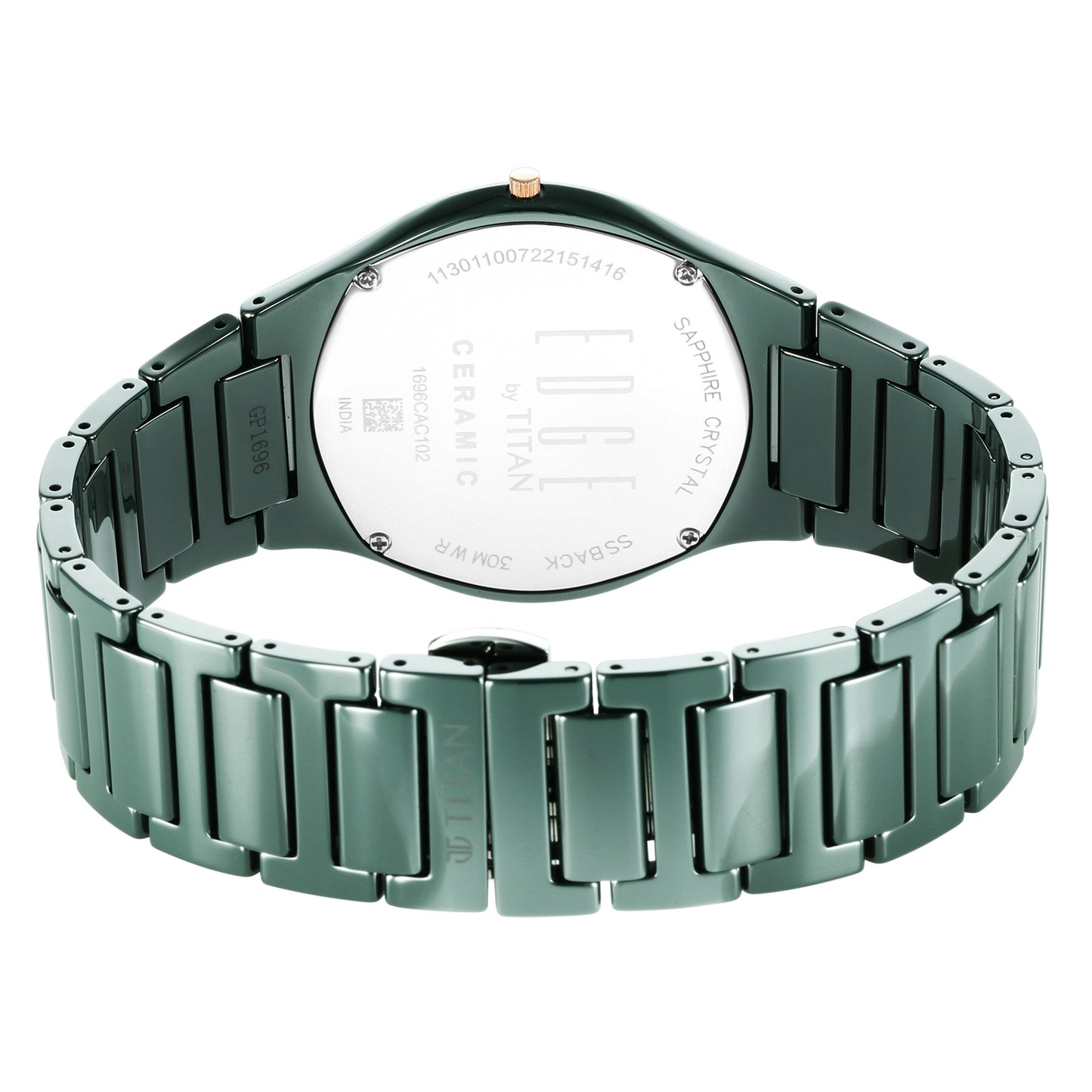 Titan Edge Ceramic Green Dial Ceramic Strap Analog Watch for Men