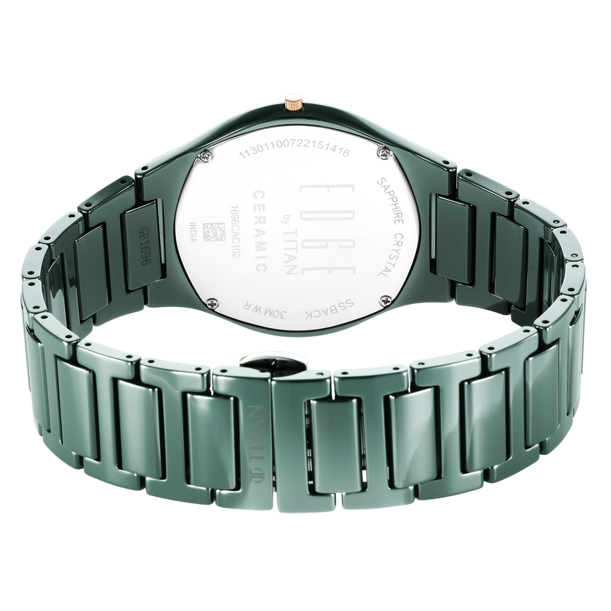 Titan Edge Ceramic Green Dial Ceramic Strap Analog Watch for Men