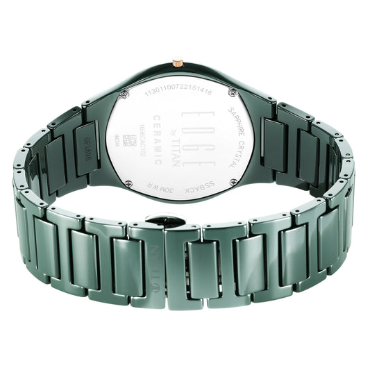 Titan Edge Ceramic Green Dial Ceramic Strap Analog Watch for Men
