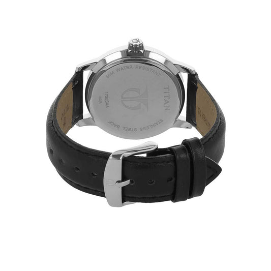Titan Quartz Analog Silver Dial Leather Strap Watch for Men