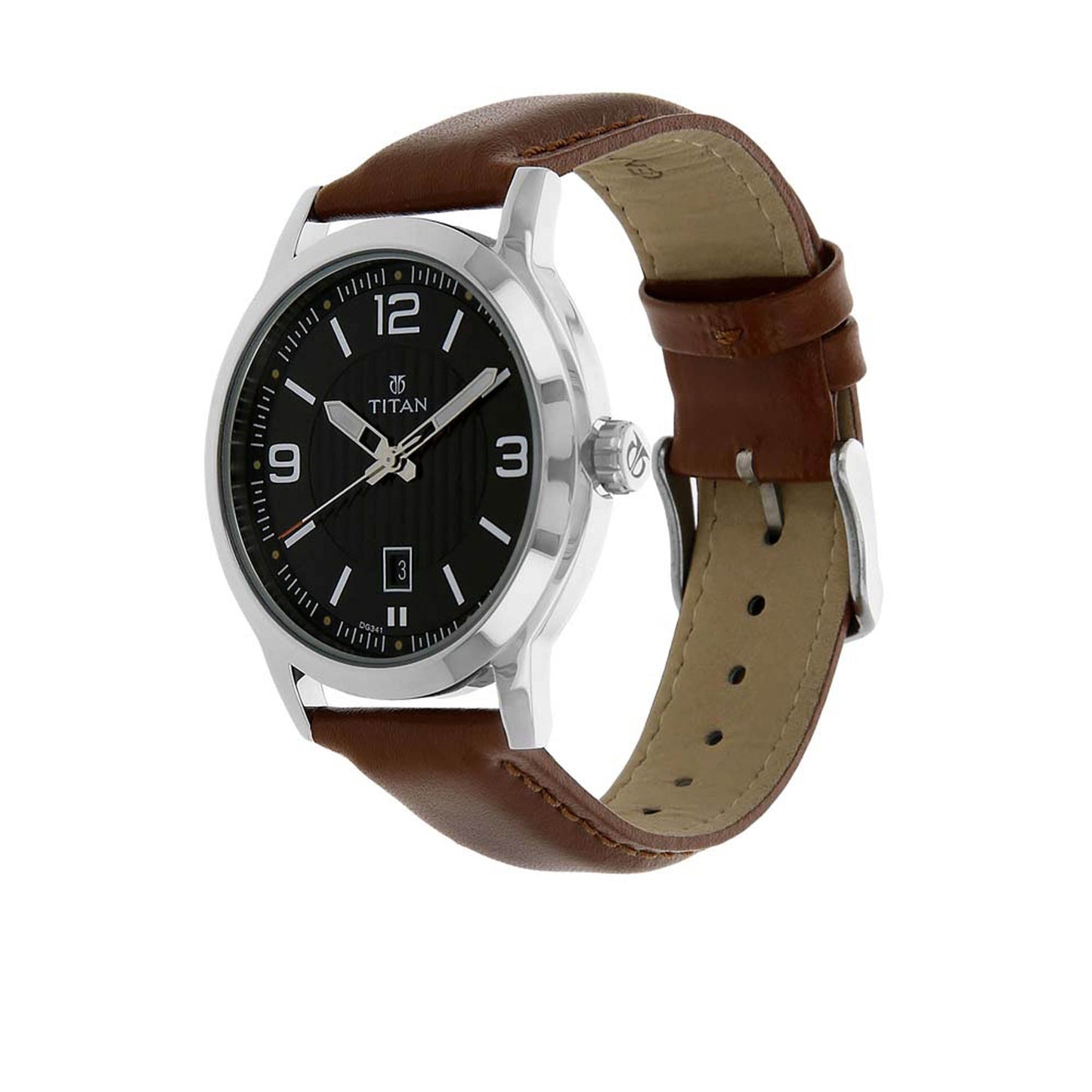 Titan Quartz Analog Black Dial Leather Strap Watch for Men