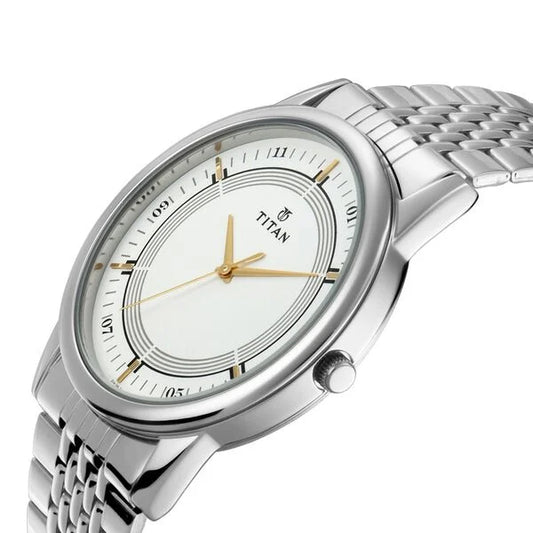 Titan Bandhan Silver Dial Stainless Steel Strap Analog Watch For Couple