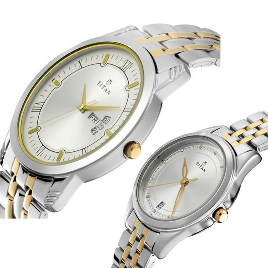 Bandhan Silver White Dial Stainless Steel Pair Watches (17742565BM01)
