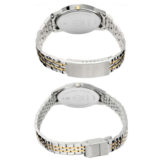 Bandhan Silver White Dial Stainless Steel Pair Watches (17742565BM01)