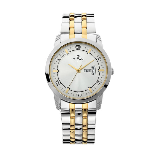 Titan Karishma Silver Dial Alog Watch for Men (1774BM01)