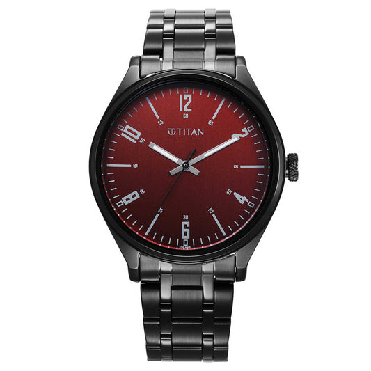 Titan Wrist Wit Quartz Alog Brown Dial Stainless Steel Strap Watch for Men (1802NM02)