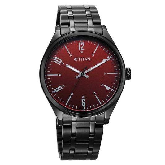 Titan Wrist Wit Quartz Alog Brown Dial Stainless Steel Strap Watch for Men (1802NM02)