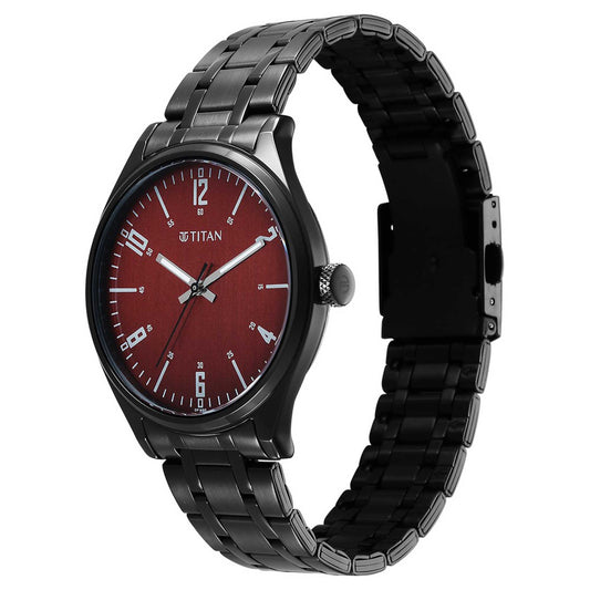 Titan Wrist Wit Quartz Alog Brown Dial Stainless Steel Strap Watch for Men (1802NM02)