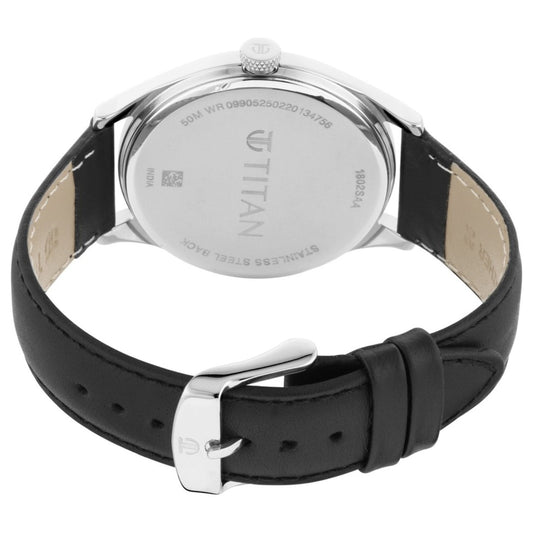 Titan Men's Minimalist Zen Watch: Sleek Leather Strap with Contrast Hands
