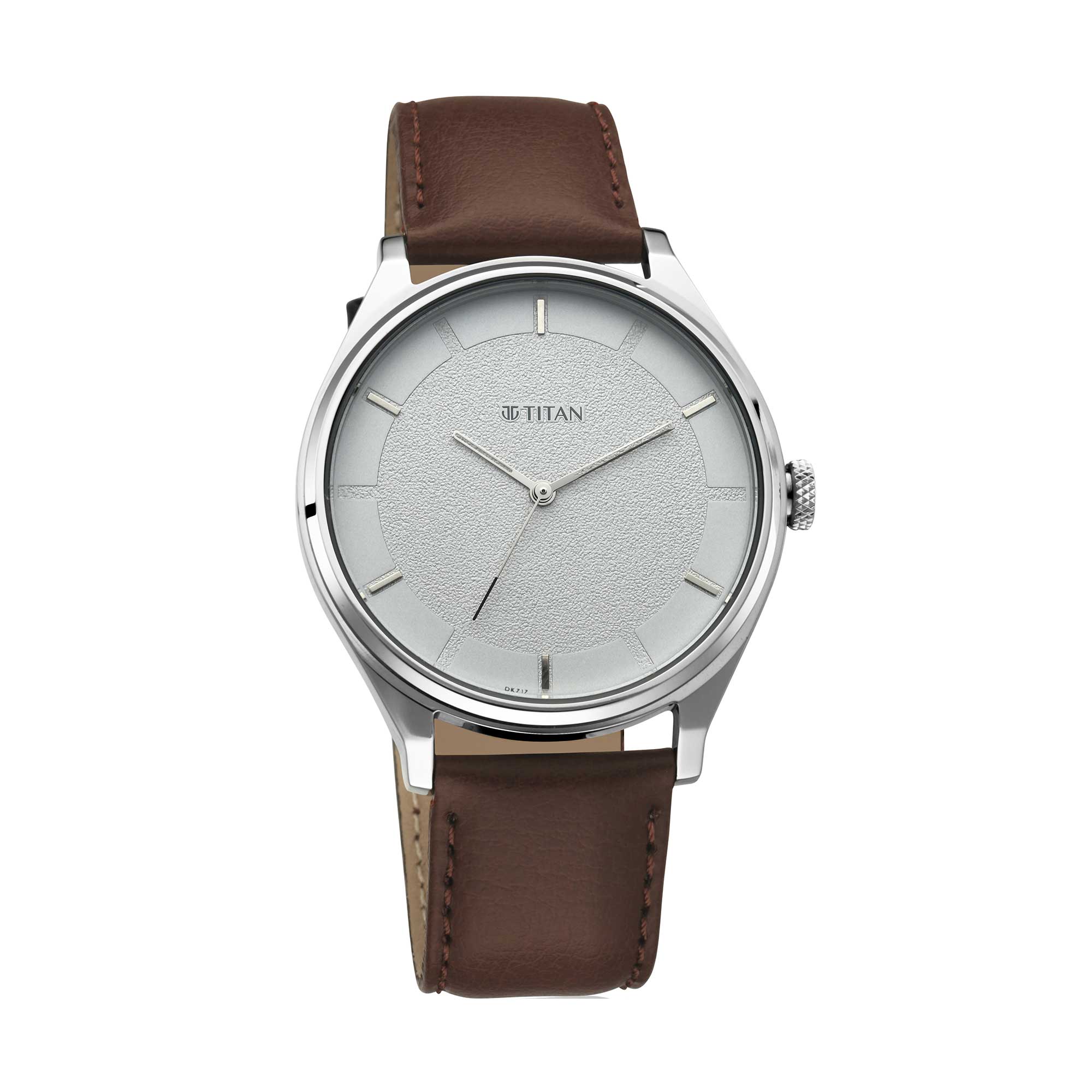 Titan Men's Classic Watch: Gradient Dial & Sleek Markings with Leather Strap