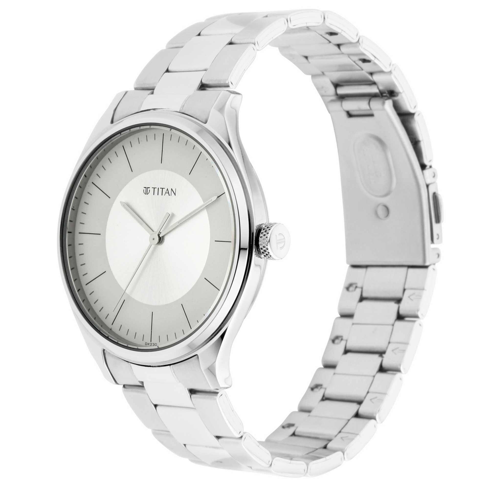 Workwear Watch with Beige Dial & Metal Strap (1802SM03)