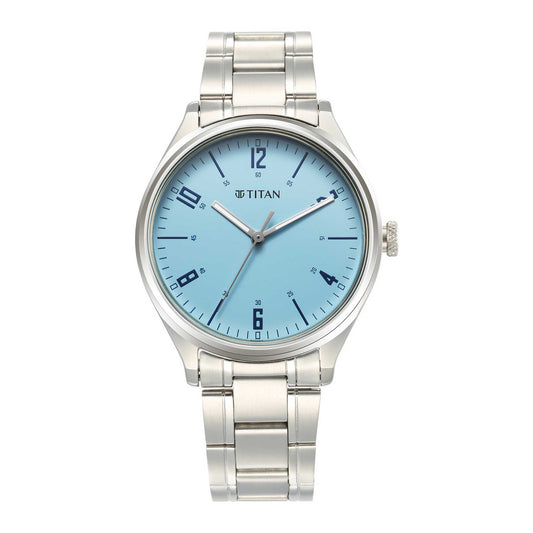 Titan Quartz Alog Blue Dial Watch for Men (1802SM07)