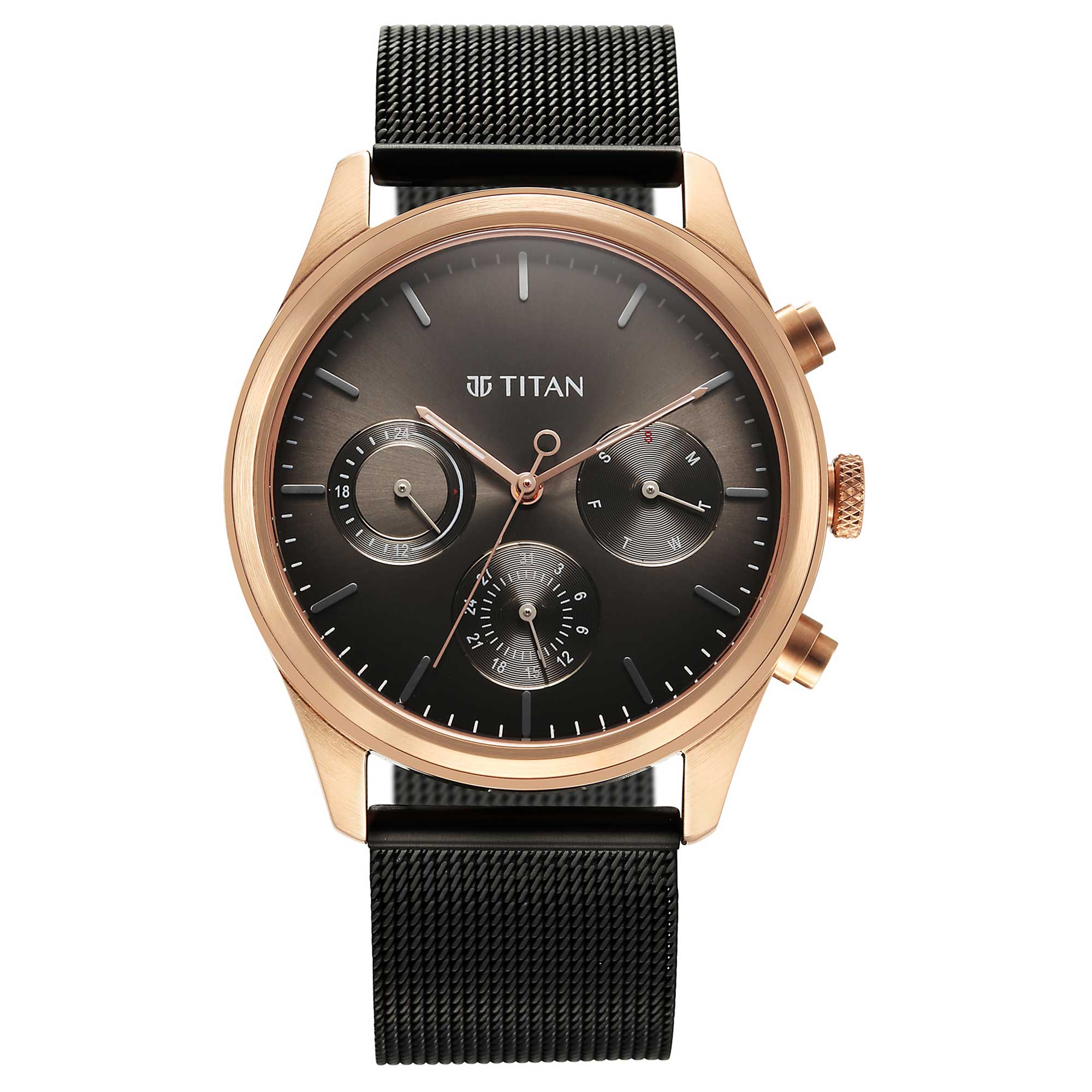 Titan Noir Anthracite Dial Analog Stainless Steel Strap Watch for Men