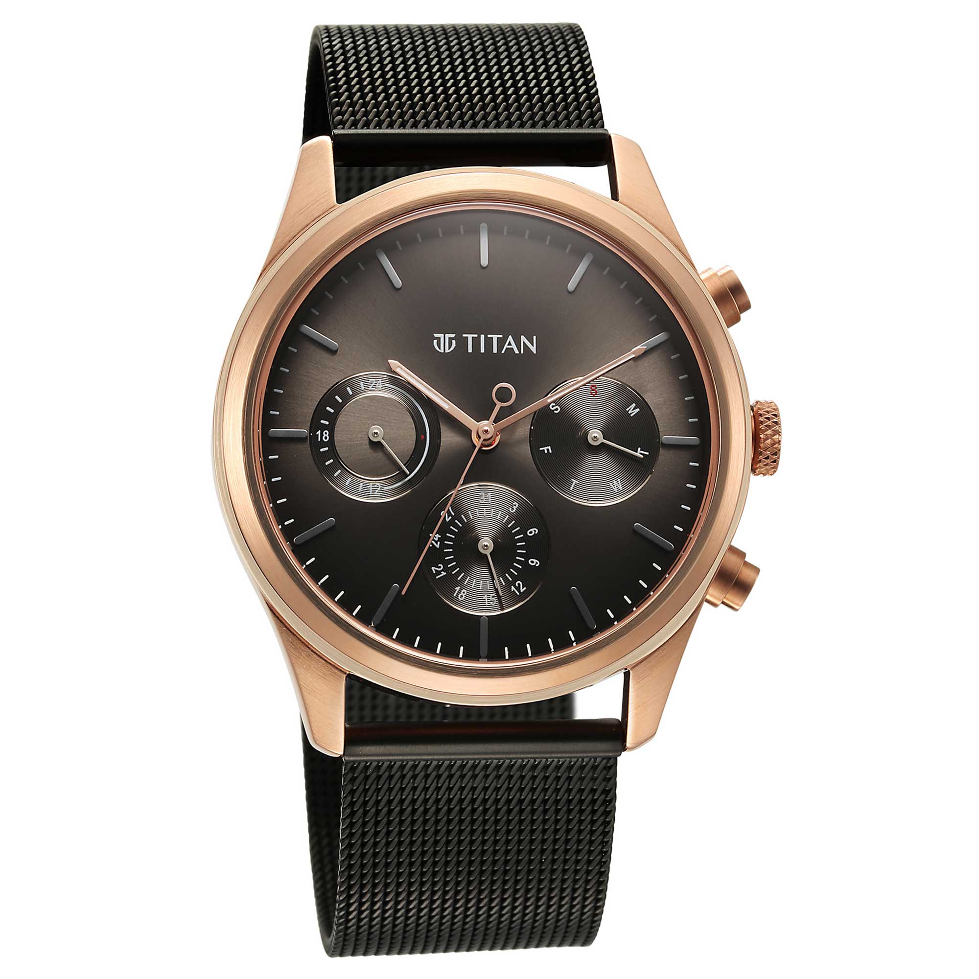 Titan Noir Anthracite Dial Analog Stainless Steel Strap Watch for Men