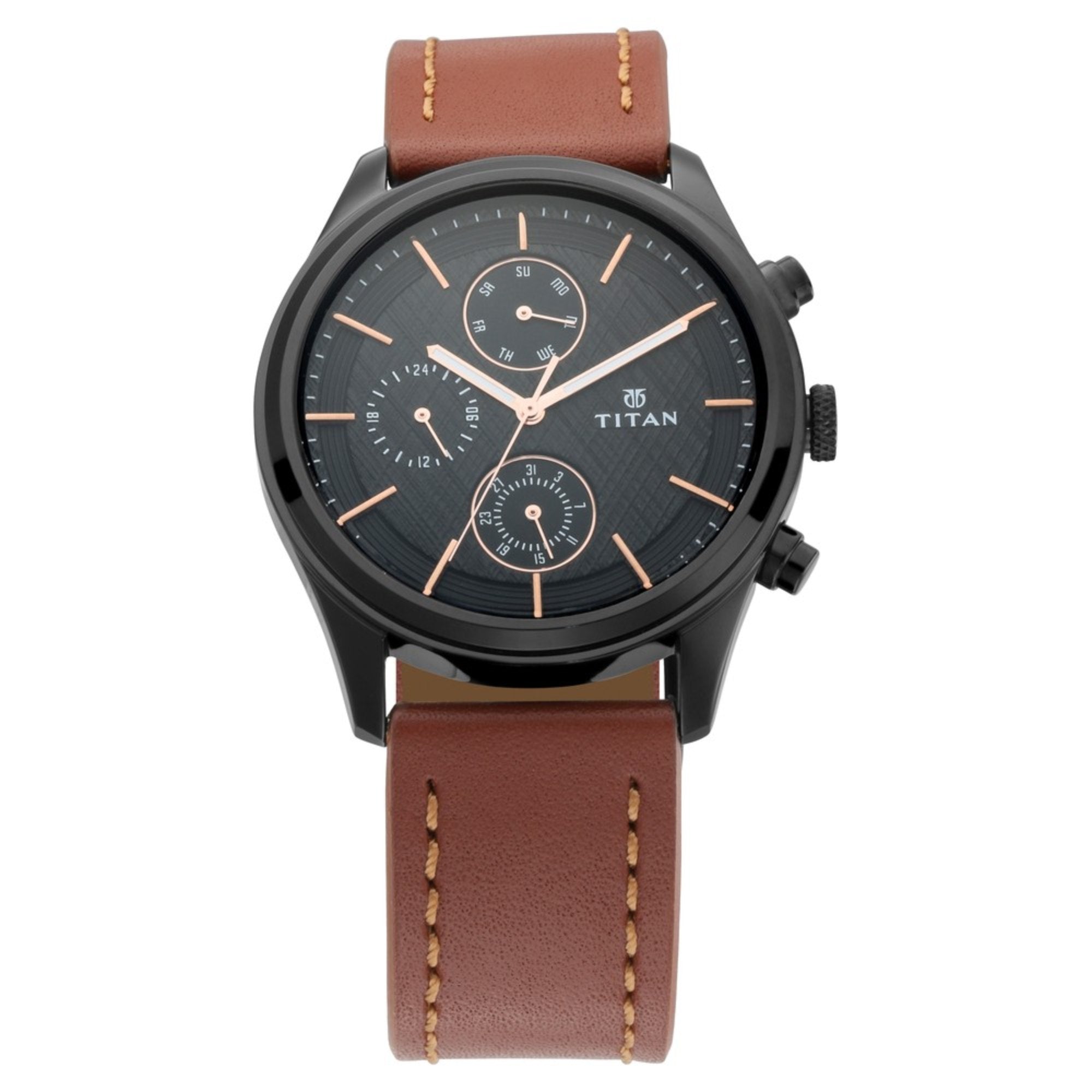 Workwear Watch with Black Dial & Brown Leather Strap (1805NL01)