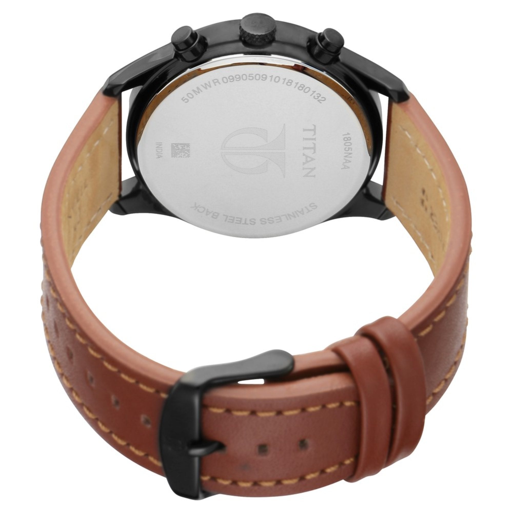 Workwear Watch with Black Dial & Brown Leather Strap (1805NL01)