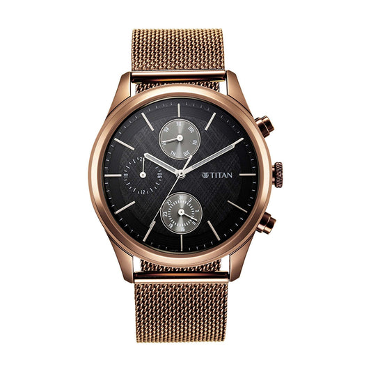 Titan Neo Splash Black Dial Quartz Analog with Date Stainless Steel Strap watch for Men