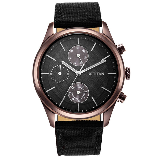 Neo Splash Black Dial Fabric Strap Watch (1805QP01)