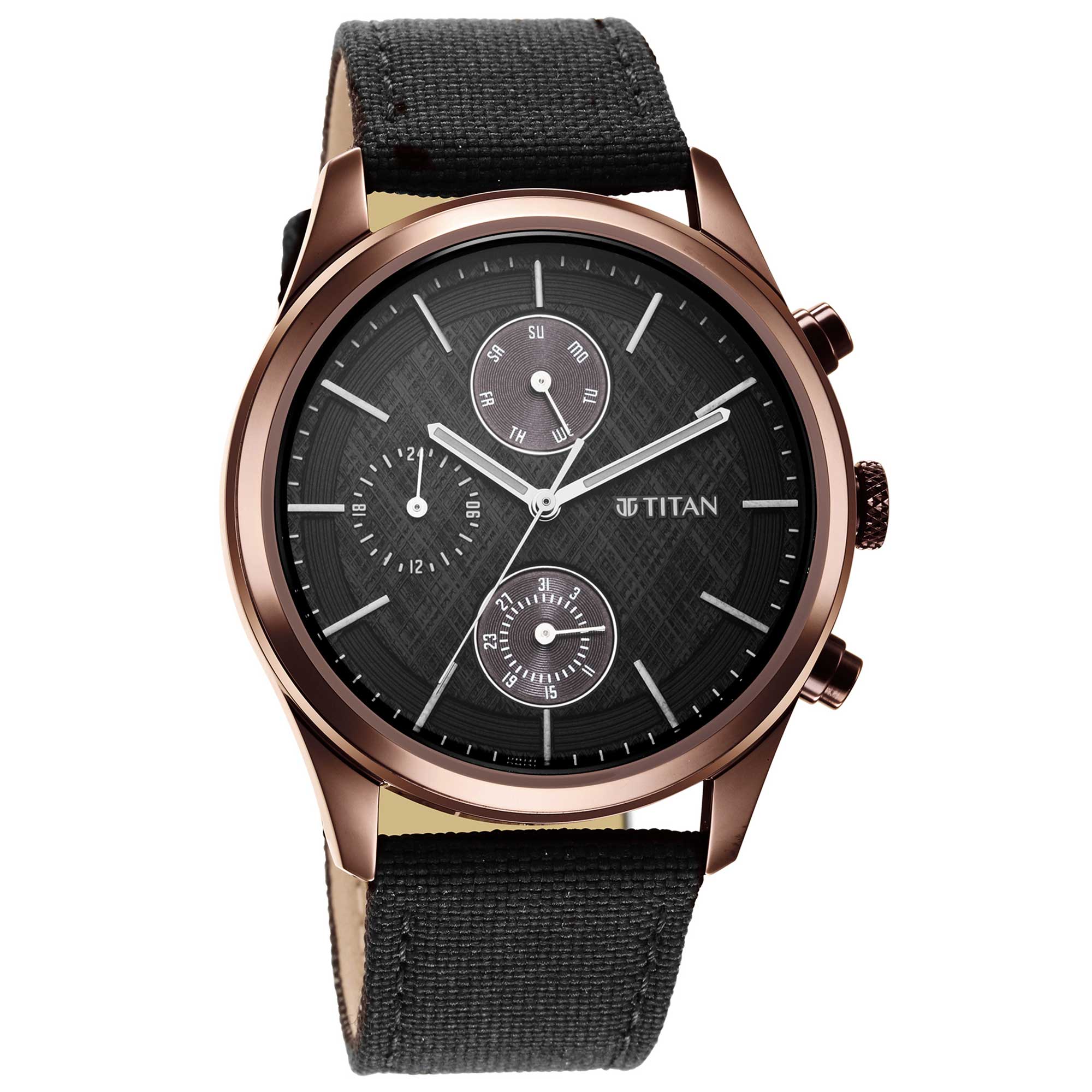 Neo Splash Black Dial Fabric Strap Watch (1805QP01)