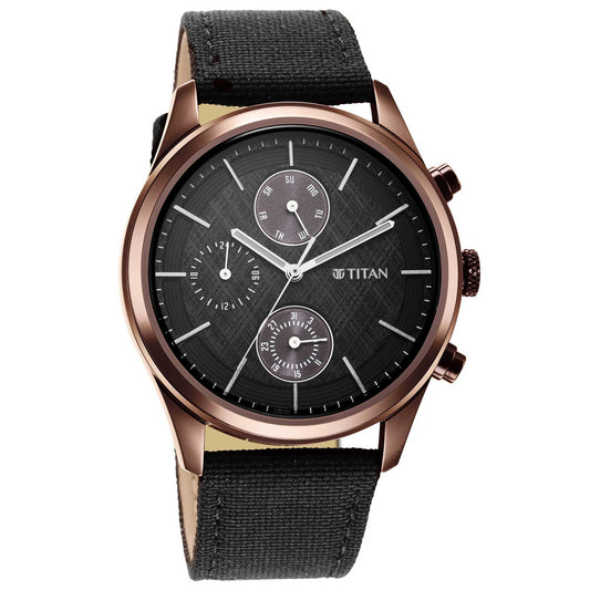 Neo Splash Black Dial Fabric Strap Watch (1805QP01)