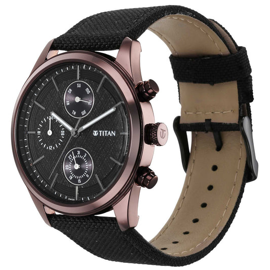 Neo Splash Black Dial Fabric Strap Watch (1805QP01)