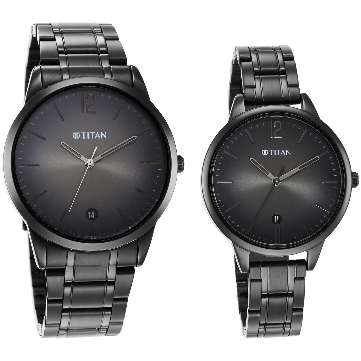Titan Bandhan Anthracite Dial Black Stainless Steel Strap Analog Watch for Couple