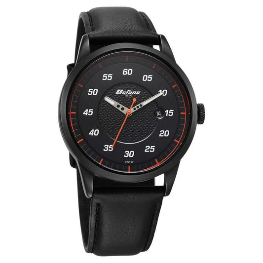 Titan Octane Quartz Analog with Date Black Dial With Black Leather Strap Watch For Men