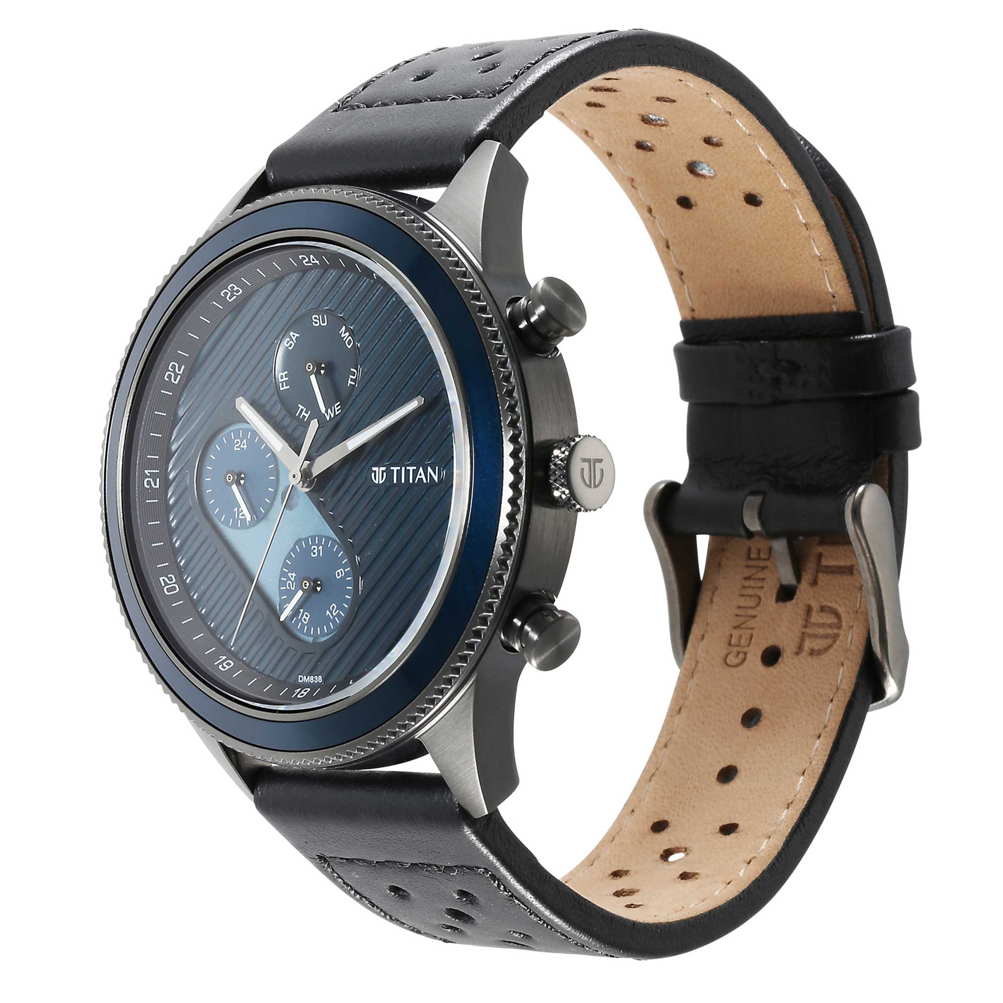 Titan Quartz Analog Green Dial Leather Strap Watch for Men