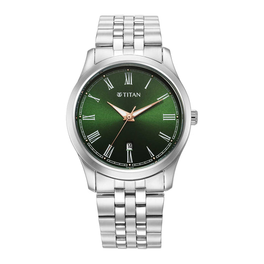 Titan Urban Green Dial Analog Metal Strap Watch for Men