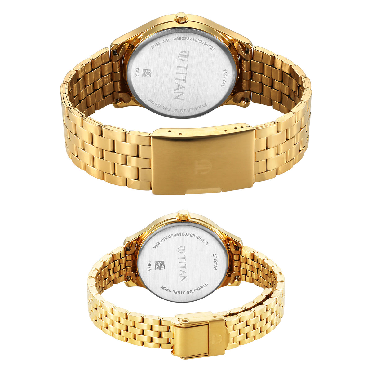 Titan Bandhan Champagne Dial Gold Stainless Steel Strap Analog Watch for Couple