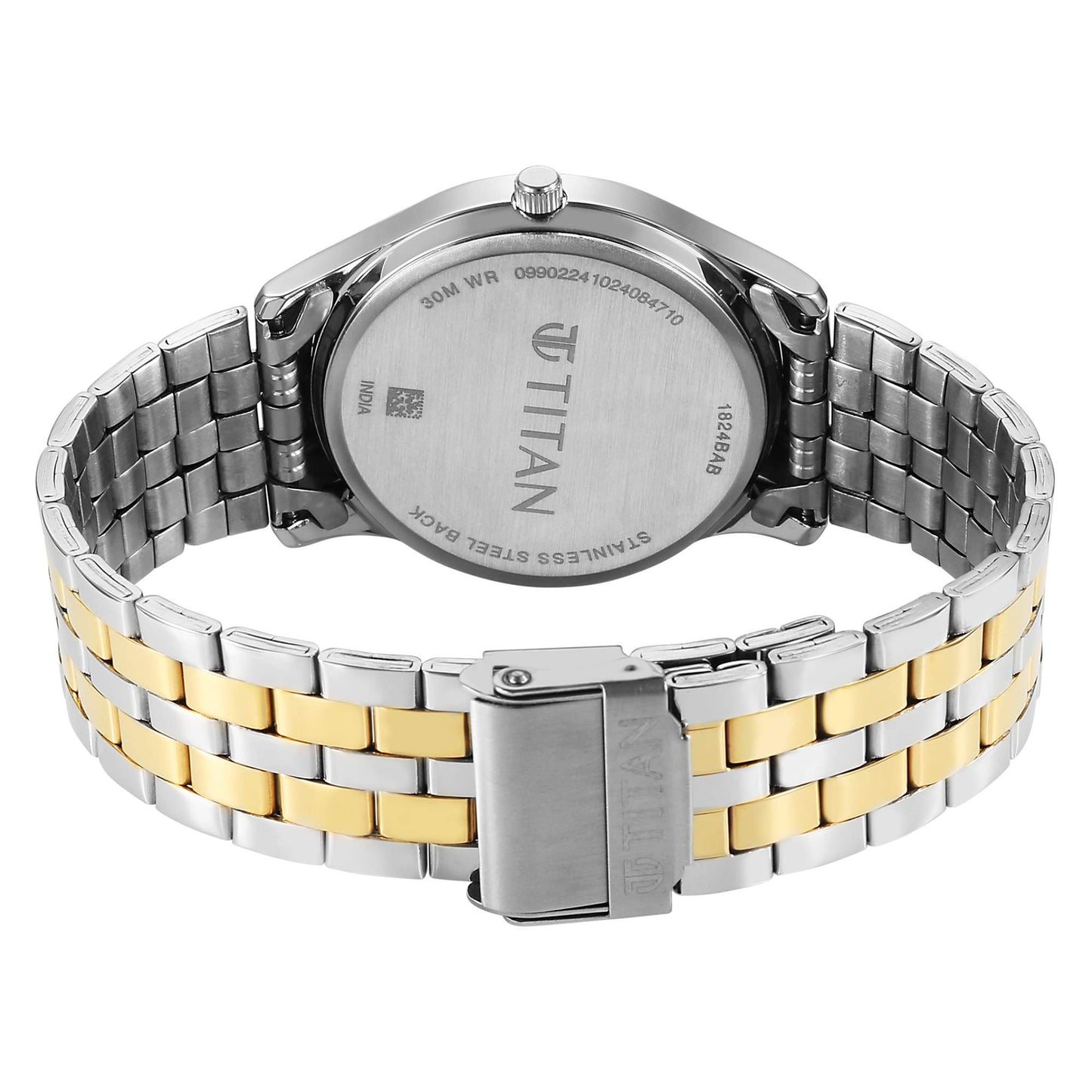 Titan Karishma Black Dial Dual Color Stainless Steel Strap Analog Watch For Men